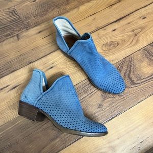 Lucky Brand Steel Blue Perforated Ankle Boots